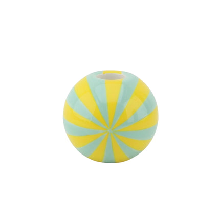 Kaarshouder - Kandelaar Swirl Dolomiet -  Geel/Mintgroen - 7x7x7cm