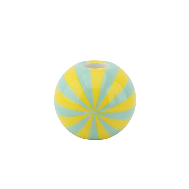 Kaarshouder - Kandelaar Swirl Dolomiet -  Geel/Mintgroen - 7x7x7cm
