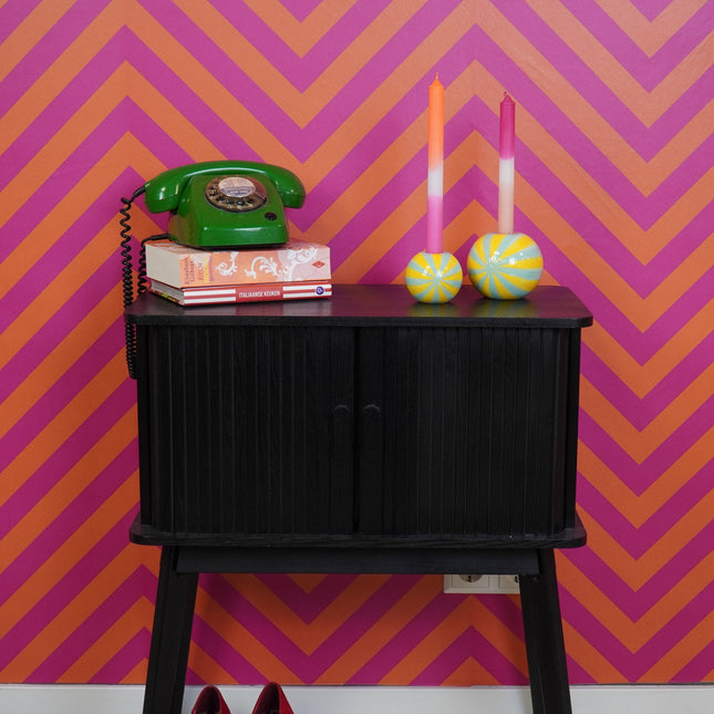 Kaarshouder - Kandelaar Swirl- Dolomiet -  Geel/Mintgroen - 10x10x10cm