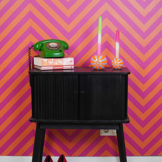 Kaarshouder - Kandelaar Swirl - Dolomiet - Oranje/Lila - 10x10x10cm