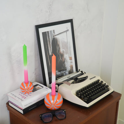 Kaarshouder - Kandelaar Swirl - Dolomiet - Oranje/Lila - 10x10x10cm