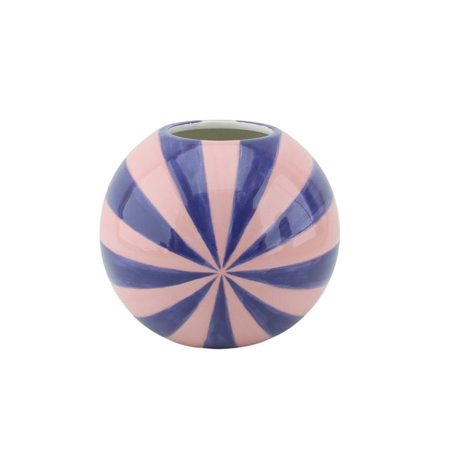 Vaas - Bloemenvaas Swirl- Dolomiet - Roze/Violet- 15x15x13,5cm