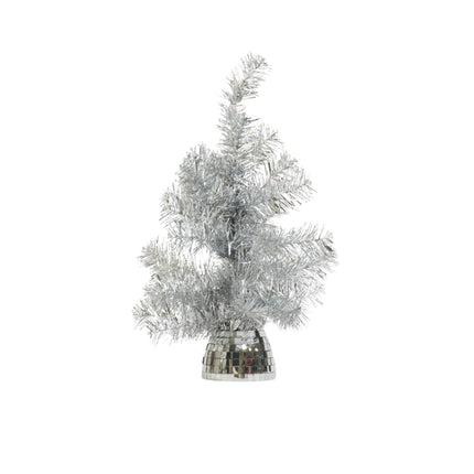 Kunstboom - Kerstboom met led lampjes - Kunststof - Zilver - 50 cm