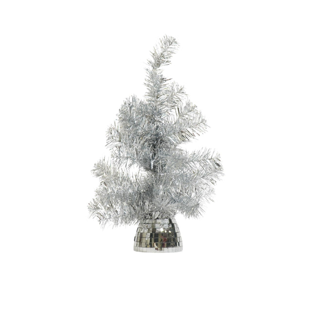 Kunstboom - Kerstboom met led lampjes - Kunststof - Zilver - 50 cm