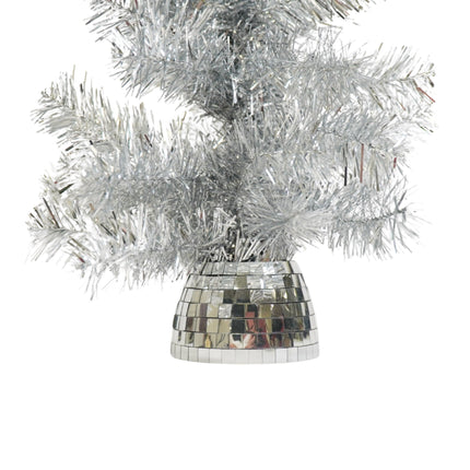 Kunstboom - Kerstboom met led lampjes - Kunststof - Zilver - 50 cm