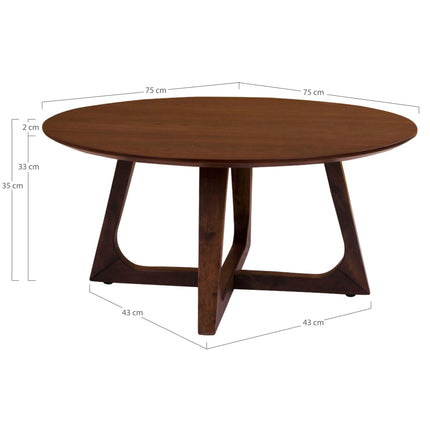 Hellerup Coffee Table - salontafel, notenfineer Ø75 x 36 cm