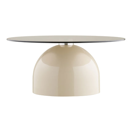 Ravello Salontafel - Salontafel, gehard glas/metaal, grijs/beige ø70x33 cm