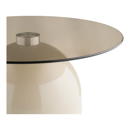 Ravello Salontafel - Salontafel, gehard glas/metaal, grijs/beige ø70x33 cm