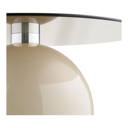 Ravello Salontafel - Salontafel, gehard glas/metaal, grijs/beige ø70x33 cm