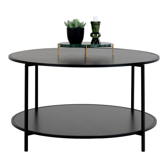 Vita salontafel - salontafel, zwart, zwart frame ø80 x 45 cm