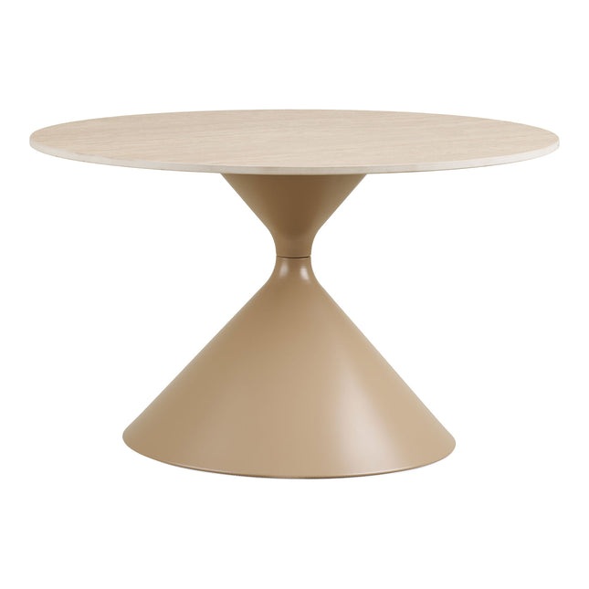 Annecy Salontafel - Salontafel, keramisch tafelblad/staal, travertin/zand ø70x41 cm
