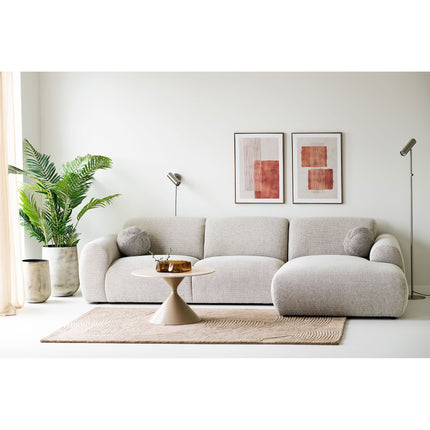 Annecy Salontafel - Salontafel, keramisch tafelblad/staal, travertin/zand ø70x41 cm