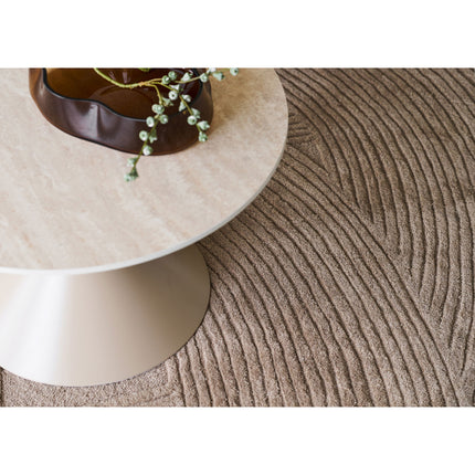 Annecy Salontafel - Salontafel, keramisch tafelblad/staal, travertin/zand ø70x41 cm