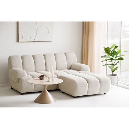 Annecy Salontafel - Salontafel, keramisch tafelblad/staal, travertin/zand ø70x41 cm