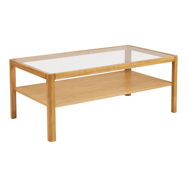 Lourmarin Salontafel - Salontafel, eiken/eikenfineer/gehard glas, naturel 110x60x45 cm