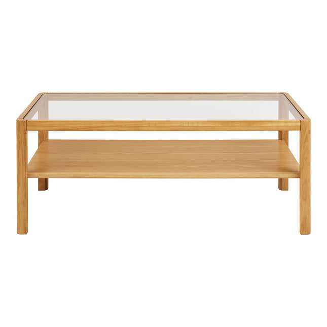 Lourmarin Salontafel - Salontafel, eiken/eikenfineer/gehard glas, naturel 110x60x45 cm