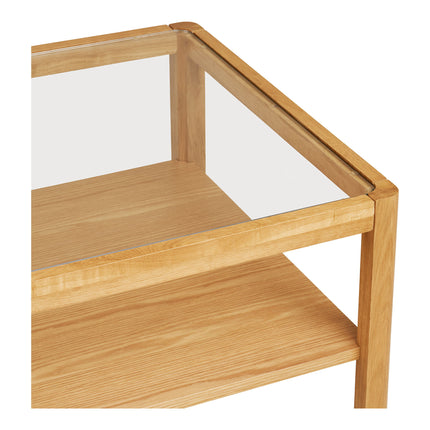 Lourmarin Salontafel - Salontafel, eiken/eikenfineer/gehard glas, naturel 110x60x45 cm