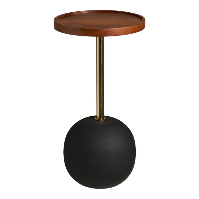 Sirone bijzettafel - mangohout/staal, zwart/messinglook/donkerbruin Ø30x56 cm