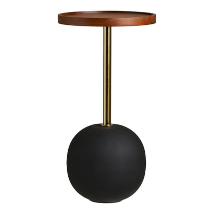 Sirone bijzettafel - mangohout/staal, zwart/messinglook/donkerbruin Ø30x56 cm
