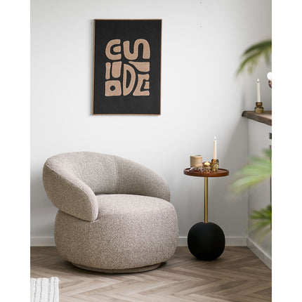 Sirone bijzettafel - mangohout/staal, zwart/messinglook/donkerbruin Ø30x56 cm