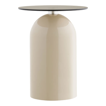 Ravello Bijzettafel - Bijzettafel, gehard glas/metaal, grijs/beige ø40x52 cm