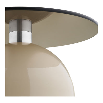 Ravello Bijzettafel - Bijzettafel, gehard glas/metaal, grijs/beige ø40x52 cm