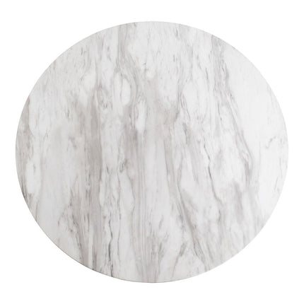 Bolzano Eettafel - marmerlook tafelblad, messinglook onderstel ø70x75 cm