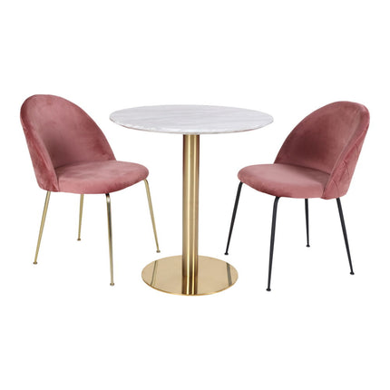 Bolzano Eettafel - marmerlook tafelblad, messinglook onderstel ø70x75 cm