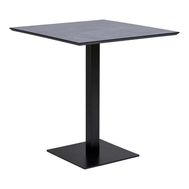 Fano cafetafel - cafetafel, melamine, donker steenlook, zwart metalen onderstel 70x70x75 cm