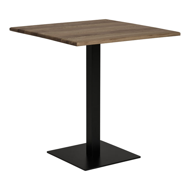 Lignano Cafetafel - cafetafel, gerookt eiken, zwart metalen onderstel 70x70x75 cm