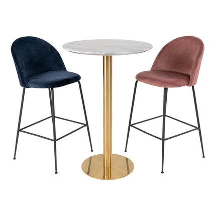 Bolzano Bar Table - Bartafel, blad in marmerlook, onderstel in messinglook ø70x105 cm