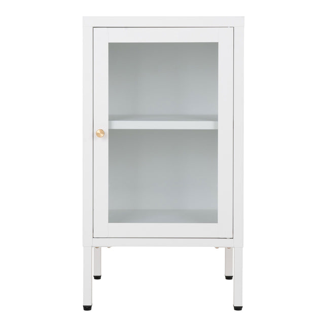 Dalby-kast - 1 glazen deur, staal, wit, 38x35x70 cm