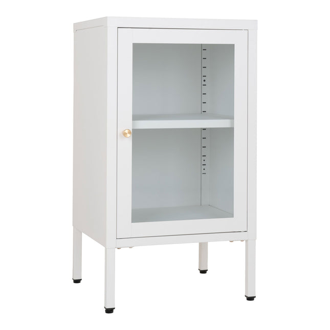 Dalby-kast - 1 glazen deur, staal, wit, 38x35x70 cm