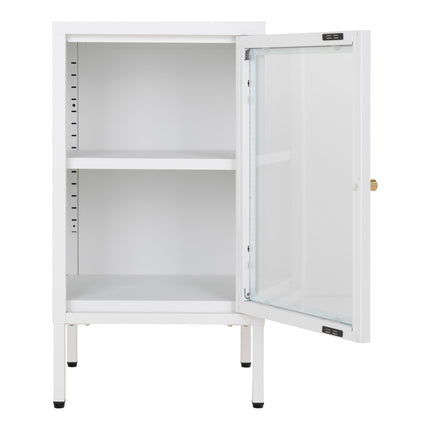 Dalby-kast - 1 glazen deur, staal, wit, 38x35x70 cm