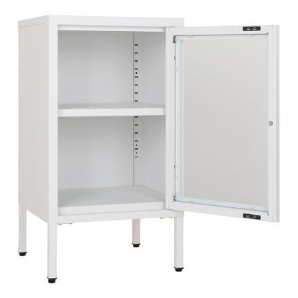Dalby-kast - 1 glazen deur, staal, wit, 38x35x70 cm