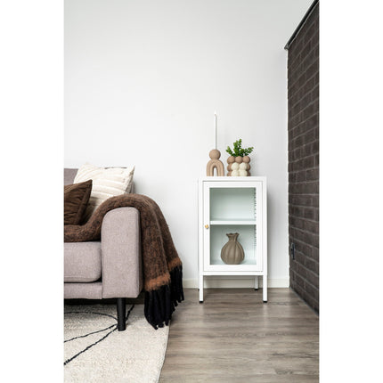 Dalby-kast - 1 glazen deur, staal, wit, 38x35x70 cm