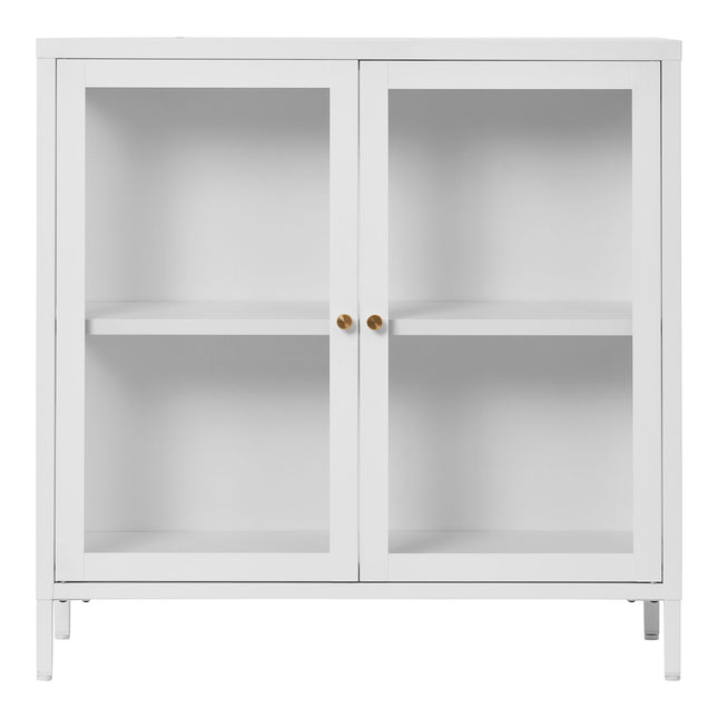 Dalby-kast - Kast, 2 glazen deuren, staal, wit 80x35x80 cm