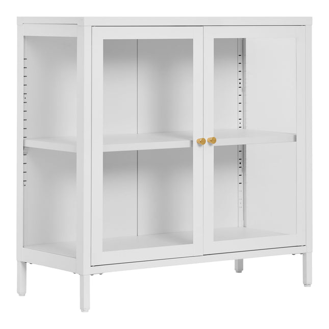 Dalby-kast - Kast, 2 glazen deuren, staal, wit 80x35x80 cm