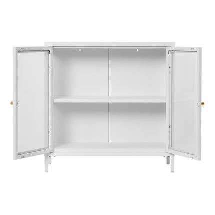 Dalby-kast - Kast, 2 glazen deuren, staal, wit 80x35x80 cm