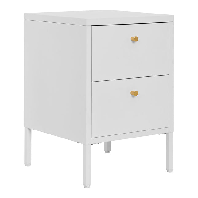 Dalby Chest - ladekast, 2 lades, staal, wit 40x40x59,5 cm