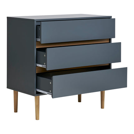 Bisley Chest - ladekast, geverfd hout, 3 lades, donkergrijs 80x40x80 cm