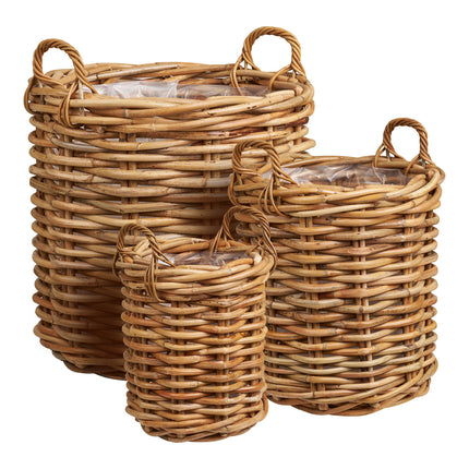 Burton Baskets - Manden, kubu-rattan, naturel set van 3