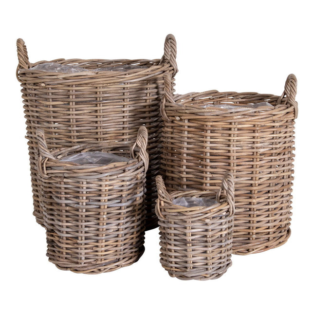 Caor Baskets - manden, kubu-rattan, naturel set van 4