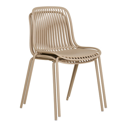 Branson Eetkamerstoel - Set van 4 Eetkamerstoelen, polypropyleen, stapelbaar, zand
