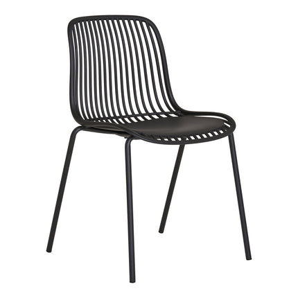 Branson Eetkamerstoel - Set van 4 Eetkamerstoelen, polypropyleen, stapelbaar, zwart