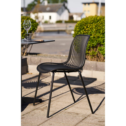 Branson Eetkamerstoel - Set van 4 Eetkamerstoelen, polypropyleen, stapelbaar, zwart