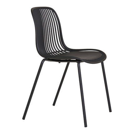 Branson Eetkamerstoel - Set van 4 Eetkamerstoelen, polypropyleen, stapelbaar, zwart