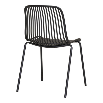 Branson Eetkamerstoel - Set van 4 Eetkamerstoelen, polypropyleen, stapelbaar, zwart