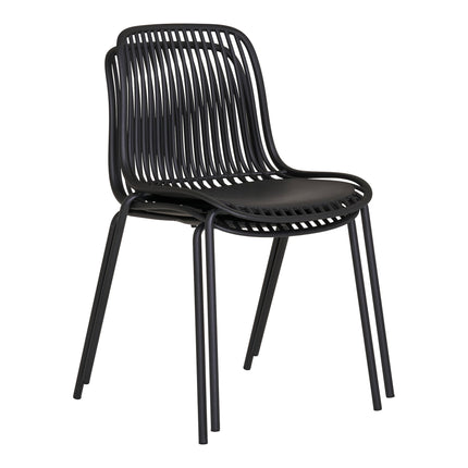 Branson Eetkamerstoel - Set van 4 Eetkamerstoelen, polypropyleen, stapelbaar, zwart