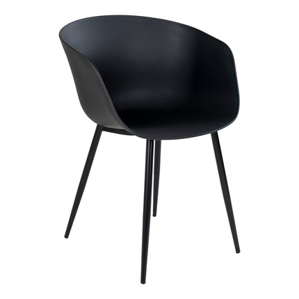 Roda Eetkamerstoel - Set van 2 Eetkamerstoelen, zwart met zwarte poten